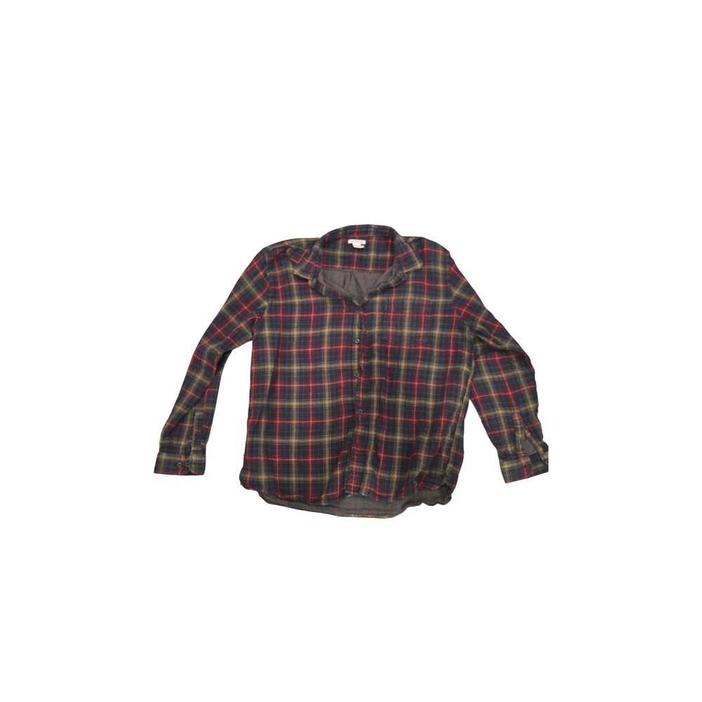Carbon2Cobalt‎ Mens XL Flannel Shirt Red Blue Gold Plaid Button Up Long Sleeve